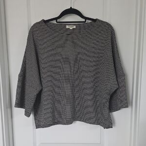 Max Studio Black and Cream Checkered Blouse